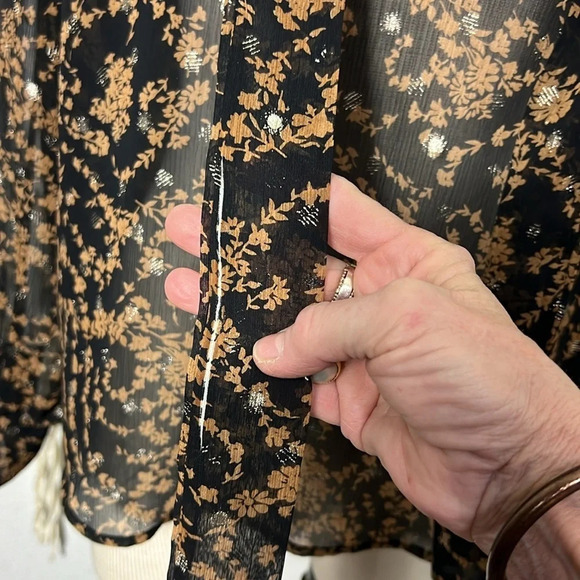 Sabina Musayev Black Brown and Gold Metallic Necktie Blouse Size Small - Picture 6 of 13